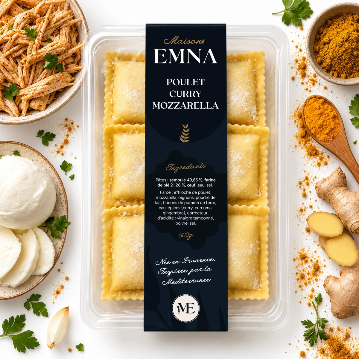 Raviolis Frais au Poulet Curry & Mozzarella
